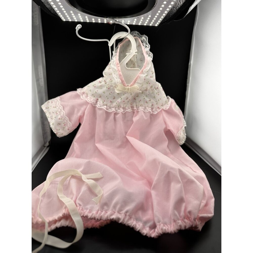 Cabbage Patch Kids Preemie Pink Tulip Bunting‎ Gown Dress Girl Vtg 1980s Lace SS